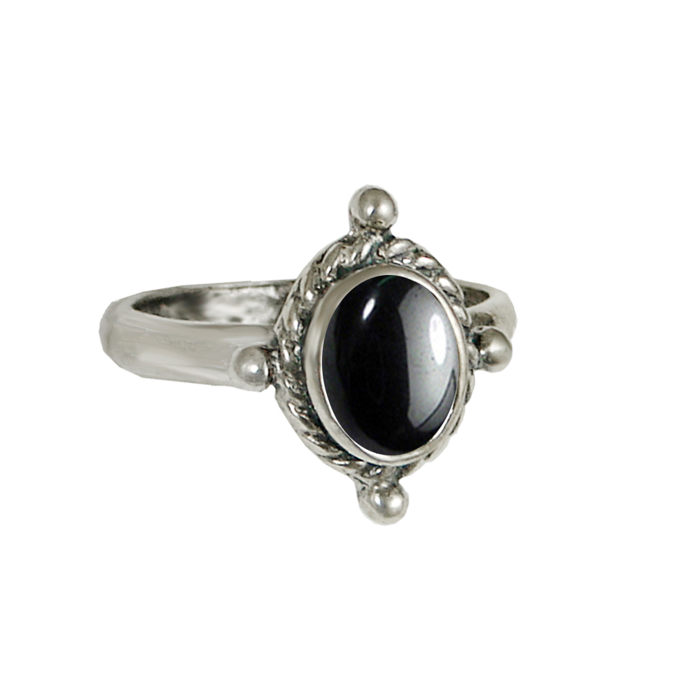 Sterling Silver Ring With Hematite Size 8